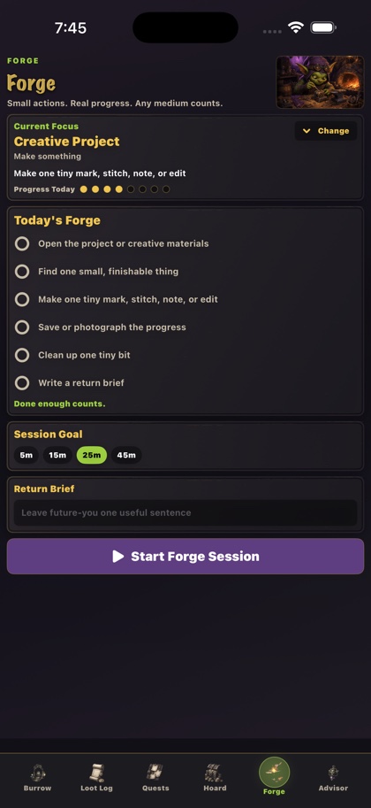 Forge screen