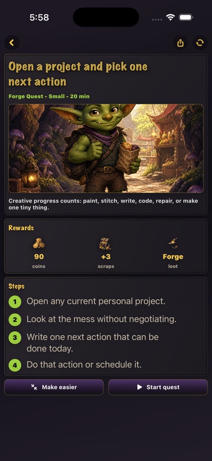 Quest Detail screen