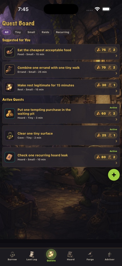 Quest Board screen