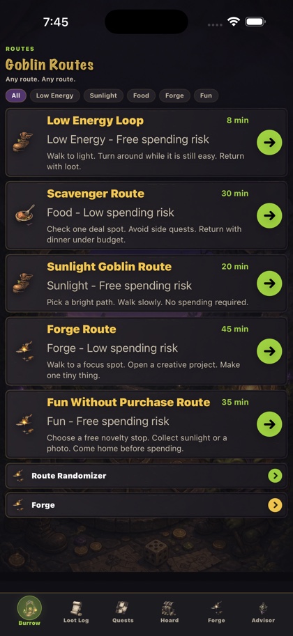 Goblin Routes screen