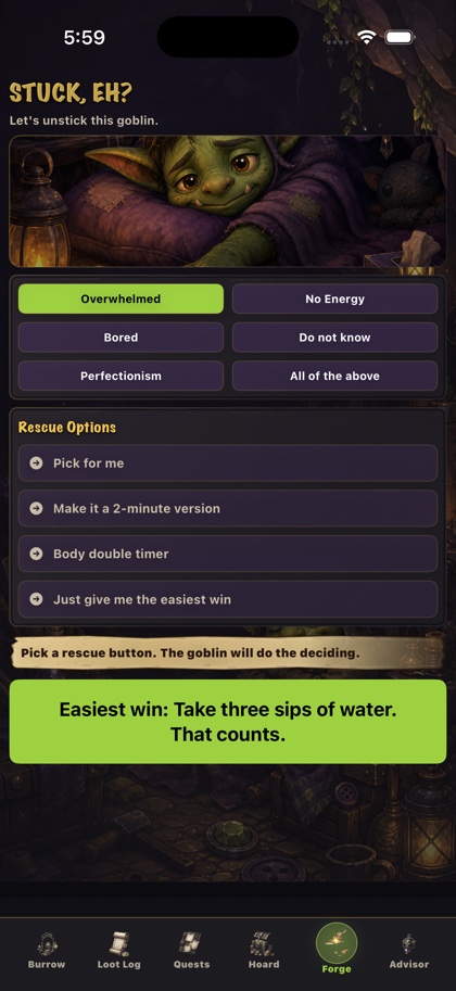 Stuck Goblin Rescue screen